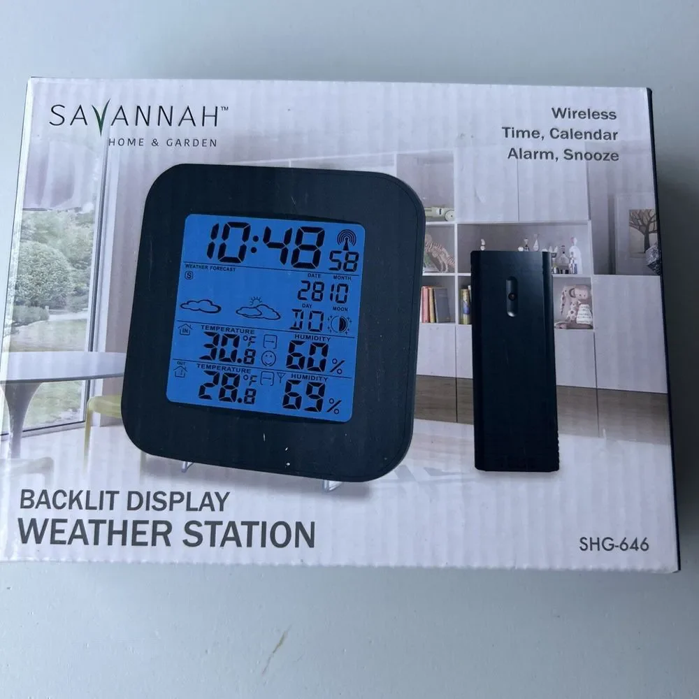 Savannah Backlit‎ Weather Station Wireless Time Calendar Alarm & Snooze SHG-646